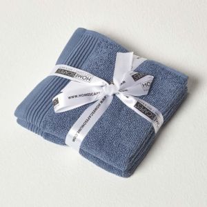 Homescapes - Carré éponge 30 x 30 cm en coton égyptien Premium 700 g/m², Lot de 2, Bleu denim - Bleu denim