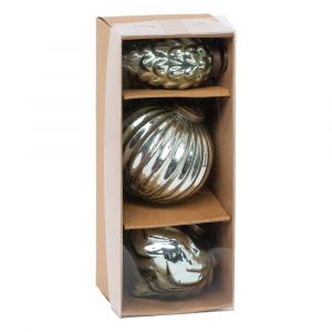 Déco Sapin de Noël Lot de 3 Boules en Verre coloris Vert D 8 cm