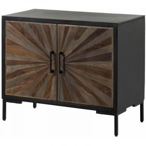 Buffet en bois de manguier et de bois de palissandre laqué noir et brun SUN101