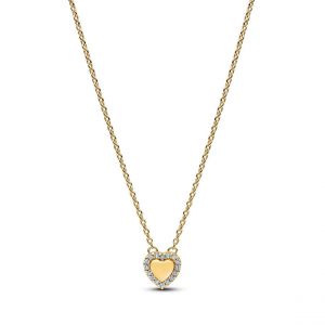 Pandora Collier C?ur Halo Gravable Dor&eacute;