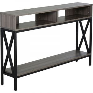 Homcom Table Console Table d'Entrée Industriel Multi-rangements 120 x 23,5 x 75 cm Bois Gris