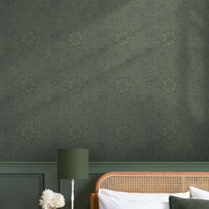 Morris & Co. Papier peint intiss&eacute; Marigold Fibrous Green 1005 x 52cm Vert