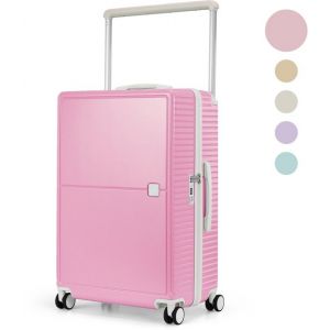 Image de Sc Skycases City Walker - Grande valise de voyage 94L - Légère et résistante - Roues pivotantes à 360° - Verrouillage TSA original - Housse de protection et pochette humide incluses - 76 x 52 x 29 cm - Rose