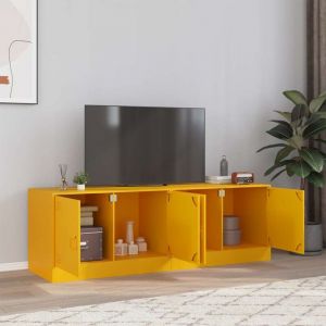 VidaXL Meubles TV 2 pcs jaune moutarde 67x39x44 cm acier, banc TV, meuble télé, meuble multimédia, buffet TV, meuble hifi, centre de divertissement