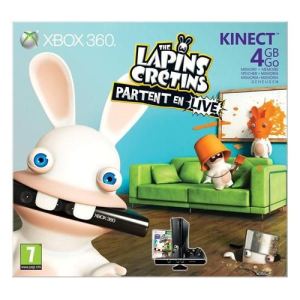 Microsoft Xbox 360 Slim 4 Go Pack Kinect + The Lapins Crétins Partent en Live