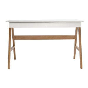 Miliboo Bureau design blanc et bois BROOK