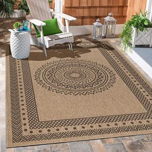 Carpetsale24 Tapis d'ext&eacute;rieur Naturelle, Robuste au Look Naturel de Jute, r&eacute;sistant aux intemp&eacute;ries, Convient pour terrasse, Balcon, Jardin, Salon et Cuisine Tapis 280 x 370 cm