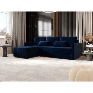 Meublesline Tendencio - Canapé d'angle convertible mosia l Bleu