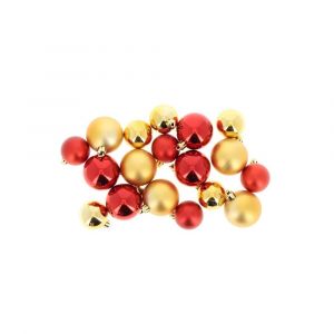Fomax Boules de Noël 4 cm et 5 cm - 18 pièces - Rouge/Or