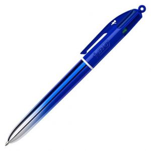 Bic Stylo bille 4 couleurs Smooth Corps métallique irisé Bleu foncé