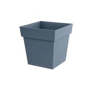 Eda Plastiques Pot de Fleur Carr&eacute; Toscane 32 cm - Volume 22 L - 32 x 32 x 32 cm - Bleu Jean