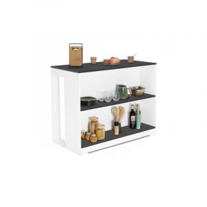 Idmarket Table de bar &icirc;lot juno bois blanc et plateau gris