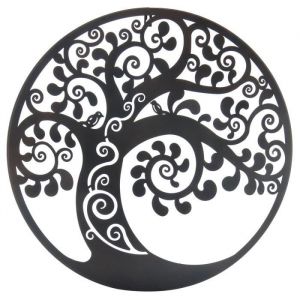 Signes Grimalt Adorno Tree of Life applications Metal Métal gris rond Appliquer - 60x60x1cm