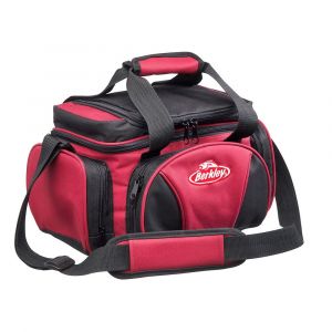 Berkley System Sac de pêche à l'épaule avec 4 boîtes pour matériel de pêche Idéal pour Ranger Les appâts et Le déjeuner. L Rouge/Noir