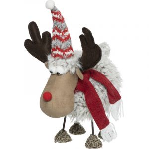Déco de Noël Renne boule sur ressort H 36 cm
