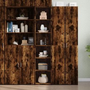 VidaXL Buffet haut ch&ecirc;ne fum&eacute; 40x41x185 cm bois d'ing&eacute;nierie