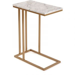 Versa Table d'appoint pour le salon Padua - 61 x 26 x 46 cm - Table basse auxiliaire en Bois et métal - Or et blanc