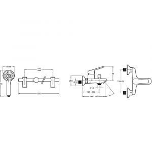 Image de Jacob Delafon Ensemble bain douche avec mitigeur mécanique mural Aimé noir + nettoyant