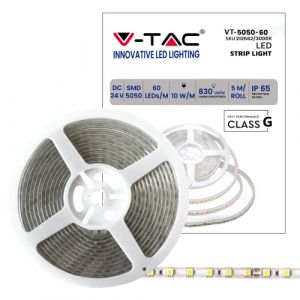 V-TAC Ruban led SMD5050 10W/m 5m 60 LED/m 24V 3000K IP65 11.4mm