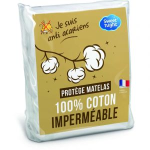 SweetNight Sweet Night - Protège matelas 180x200 cm Molleton 100% coton Alèse Imperméable et Anti Acariens Silencieux et Respirant