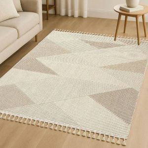 Tapis de salon beige – motif chevrons, 120x180 cm ISTANBUL
