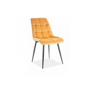 AC-Déco Chaise chic en velours - L 51 x P 44 x H 89 cm - Jaune