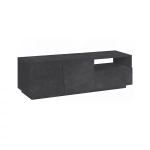 Dmora - Meuble tv Dlandon, Buffet bas de salon avec 2 portes, base meuble tv, 100% Made in Italy, 150x43h46 cm, Ardoise