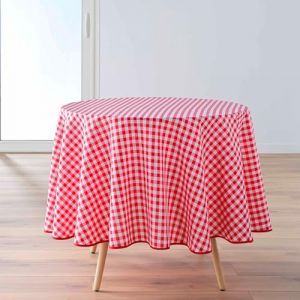 Nappe Antitache Ronde - Diamètre 180 Cm - Carreaux Vichy Rouge - Rouge Rouge