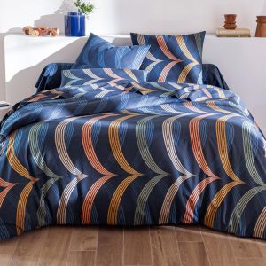 Housse de couette coton SPORTY CHIC - bleu marine