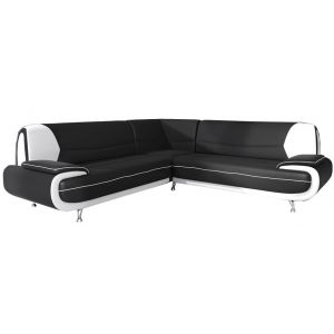 comforium canap du2019angle design en simili cuir noir et blanc nino 7places - Canape En Simili Cuir comforium canap du2019angle design en simili cuir noir et blanc nino 7places - Canape En Simili Cuir