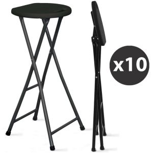 Image de Lot de 10 tabourets hauts pliants noirs