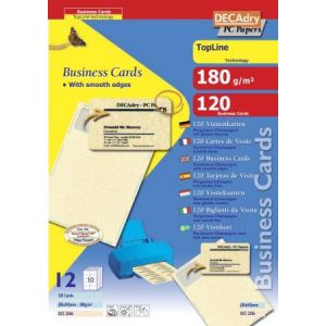DECAdry OCC3346 - 120 cartes de visite TopLine bords lisses fond Parchemin 200 g/m², format 85 x 54 mm (12 feuilles / cdt)
