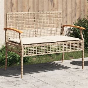 VidaXL Banc de jardin avec coussin beige résine tressée et acacia