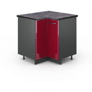 Vicco - Meuble d'angle Fame-Line, Rouge bordeaux Haute brillance, 80.5 cm, pt Anthracite