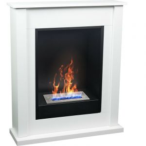 Azura home design Insert bio-éthanol avec manteau POKER 74x88x20cm blanc