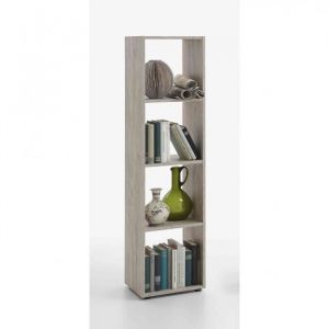 Terre de Nuit Bibliothèque 4 cases en bois imitation chêne sable - BI13010 - Beige