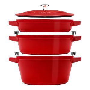 Staub COCOTTE ENSEMBLE DE CASSEROLES 3-PCS, FONTE ROUGE