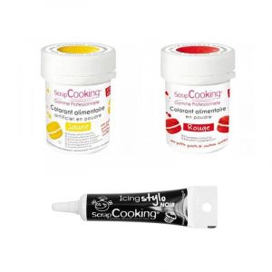 Scrapcooking 2 colorants alimentaires rouge-jaune + Stylo gla