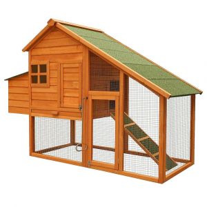 Image de Poulailler avec espaces ext&eacute;rieurs et nichoir en bois de sapin 171 cm brun 16_0000579