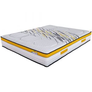 Ebac Matelas 180x200 Rugby - Ressorts ensachés - Hauteur 27 cm - Soutien très ferme - Jaune