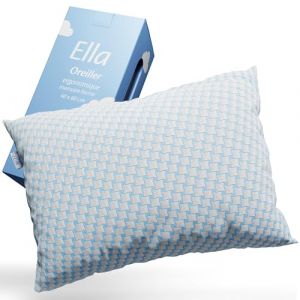 Oreiller orthopédiques en bambou Ella pour douleurs aux cervicales - 40 x 60cm - Mousse à mémoire de forme / Rembourrage en mousse à mémoire de forme - Ergonomique et orthopédique - Taie d'oreiller incluse