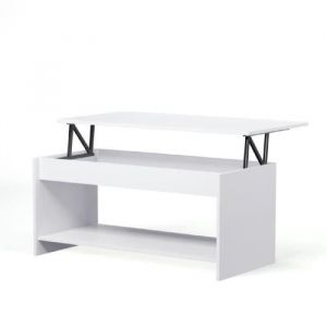 Happy Table basse relevable style contemporain blanc mat - L 100 x l 50 cm
