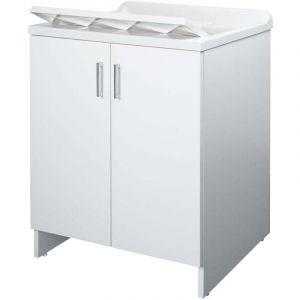 Negrari Lavabo Lavabo en m&eacute;lamin&eacute;, Baignoire r&eacute;sistante aux acides, kit d'&eacute;chappement Inclus, int&eacute;rieur et ext&eacute;rieur, L60 x P50 x H85 cm, Blanc