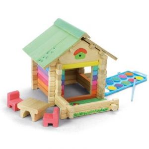 Jeujura Maison en bois à peindre et à construire avec 65 pièces