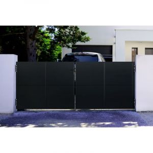 Casanoov - Portail battant acier nali 350 x 140cm Noir Mat