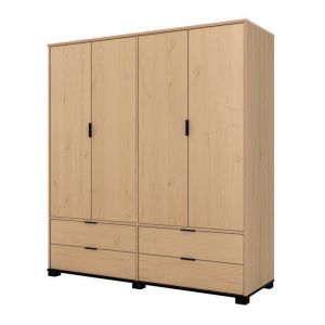 Interlink Ebuy24 - Armoire 4 portes 4 tiroirs 180x60x200 cm en pin naturel - vyrno