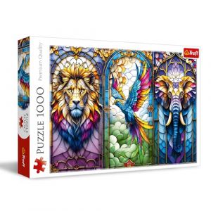 Trefl Vitrail : Animaux - Puzzle 1000 éléments - Un Puzzle représentant Un Magnifique vitrail avec des Animaux Exotiques, pour Les Adultes et Les Enfants de Plus de 14 Ans