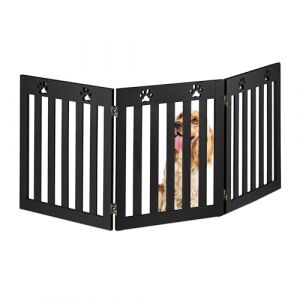 Relaxdays Barrière de sécurité pour Chiens, Grille de Protection, HxL : 60 x 153 cm, MDF, Pliable, Noire
