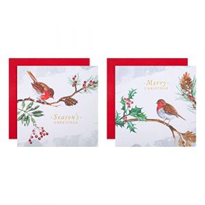 Hallmark Lot de 16 cartes de Noël caritatives Motif rouge-gorge traditionnel