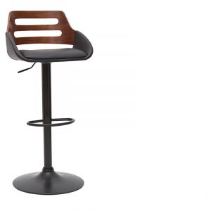 Miliboo Tabouret de bar relevable design noir et noyer pernik